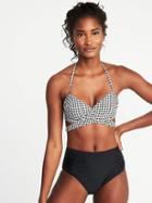Old Navy Womens Wrap-front Halter Underwire Swim Top For Women Gingham Size Xl