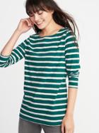 Old Navy Womens Relaxed Mariner-stripe Tee For Women Green Stripe Size S