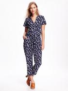Old Navy Patterned Jumpsuit For Women - Navy Blue Print