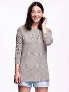 Old Navy Long & Lean Ribbed Tunic Tee For Womeh - Neutral Stripe
