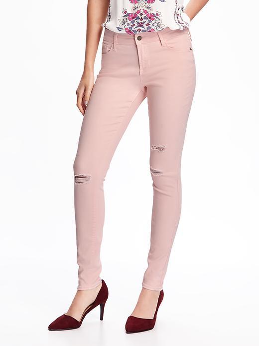 Old Navy Mid Rise Destructed Built In Sculpt Rockstar Jeans For Women - Pinky Promise