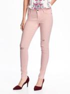 Old Navy Mid Rise Destructed Built In Sculpt Rockstar Jeans For Women - Pinky Promise