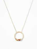 Old Navy  Glass-stone Circle Pendant Necklace For Women Gold Size One Size