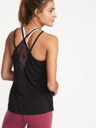Old Navy Womens Semi-fitted Strappy Mesh-back Tank For Women Black Size S