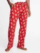Old Navy Mens Patterned Flannel Sleep Pants For Men Gingerbread Man Size Xl
