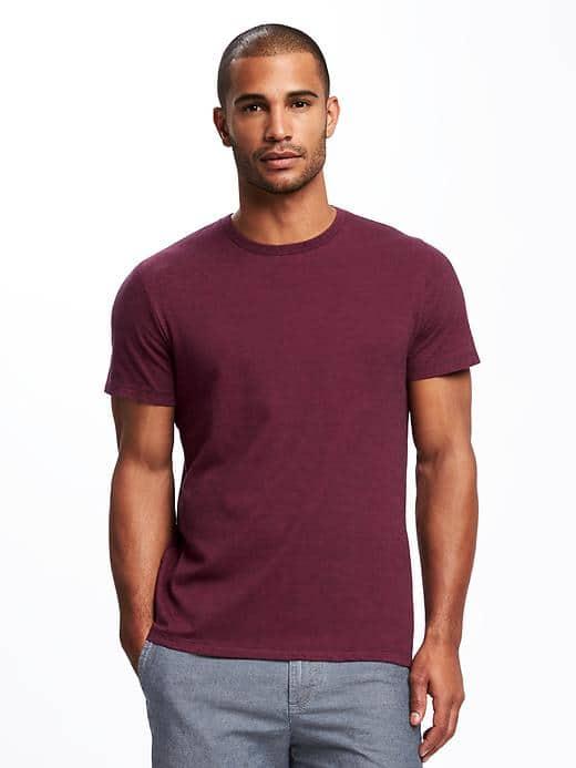 Old Navy Soft Washed Crew Neck Tee For Men - Burgundy Stripe