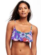 Old Navy Ruffle Trim Bandeau Bikini Top For Women - Blue Floral
