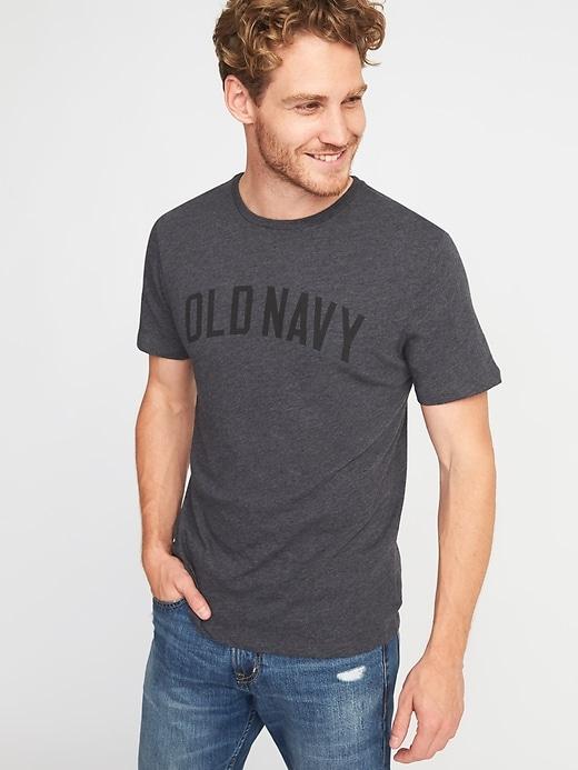 Old Navy Mens Logo-graphic Crew-neck Tee For Men Charcoal Size M