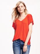 Old Navy Relaxed Double V Top For Women - Darling Clementine