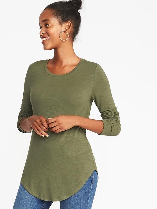 Old Navy Womens Luxe Slub-knit Crew-neck Tee For Women Hunter Pines Size M