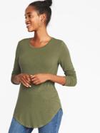 Old Navy Womens Luxe Slub-knit Crew-neck Tee For Women Hunter Pines Size M
