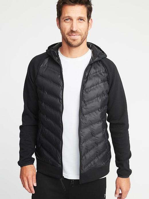 Old Navy Mens Go-warm Quilted Fusion Hooded Jacket For Men Black Size Xxl