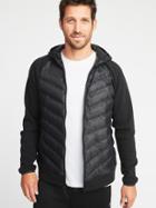 Old Navy Mens Go-warm Quilted Fusion Hooded Jacket For Men Black Size Xxl
