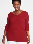 Old Navy Womens Textured V-neck Plus-size Tunic Sweater In The Red Size 4x