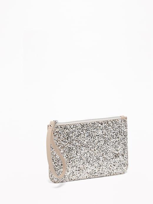 Old Navy Womens Glitter Wristlet For Women Silver Glitter Size One Size