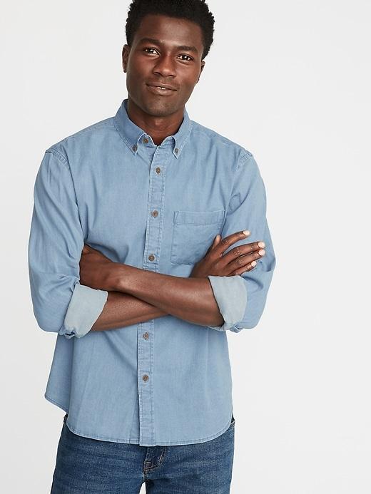 Regular-fit Built-in Flex Chambray Everyday Shirt For Men