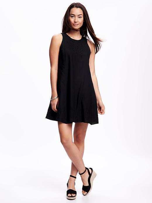 Old Navy Swing Eyelet Crepe Dress For Women - Black