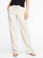 Old Navy Womens Mid-rise Soft Wide-leg Linen-blend Pants For Women Feather Size S