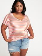 Old Navy Womens Everywear Plus-size V-neck Tee Red Stripe Size 1x
