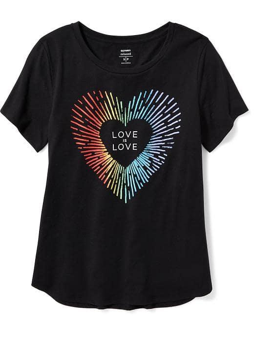 Old Navy Graphic Curved Hem Tee For Women - Blackjack