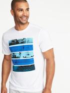 Old Navy Mens Go-dry Graphic Crew-neck Tee For Men Urban Active Size M