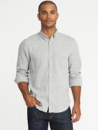 Old Navy Mens Slim-fit Herringbone Linen-blend Classic Shirt For Men Herringbone Size L