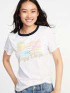 Old Navy Womens Everywear Graphic Crew-neck Tee For Women Lazy Days Size S