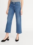 High-rise Wide-leg Ankle Jeans For Women