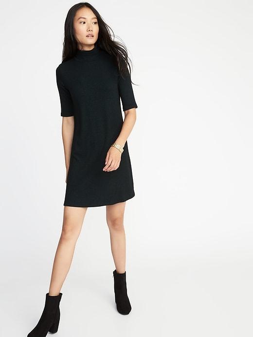 Old Navy Womens Mock-neck Rib-knit Shift Dress For Women Botanical Green Size Xs