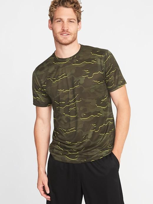 Old Navy Mens Go-dry Eco Regular-fit Tee For Men Olive Camouflage Size M