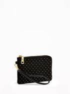 Old Navy Sueded Gold Toned Stud Wristlet For Women - Black Studded