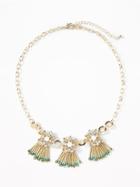 Old Navy Womens Floral-cluster Statement Necklace For Women Green Flower Size One Size