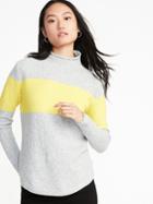Old Navy Womens Mock-turtleneck Sweater For Women Gray/neon Yellow Size Xs