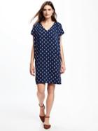 Old Navy Cocoon Dress For Women - Navy Blue Print