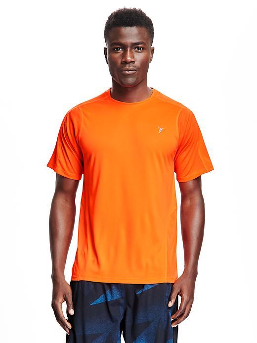 Old Navy Mesh Trim Tee For Men - Megawatt Orng Neo Poly