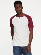 Old Navy Soft Washed Raglan Sleeve Henley For Men - Antique White Heather