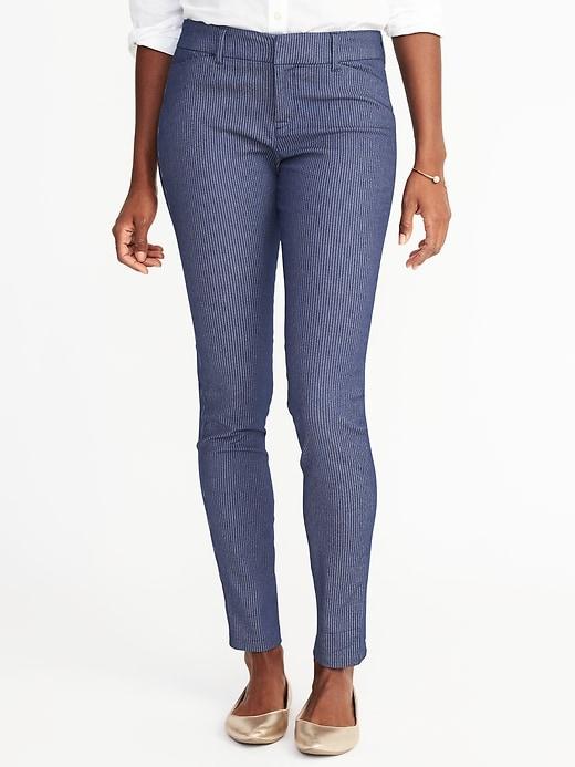 Old Navy Womens Mid-rise Pixie Full-length Striped Pants For Women Chambray Stripe Size 20