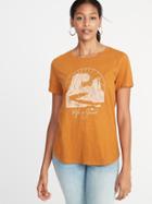 Old Navy Womens Everywear Graphic Slub-knit Tee For Women Life Is Grand Size S