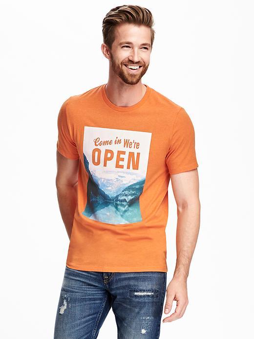 Old Navy Graphic Crew Neck Tee For Men - Maple Orange