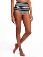 Old Navy Womens High-waist Swim Bottoms For Women Black/white Stripe Size M