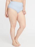 High-rise Secret-slim Textured-stripe Plus-size Swim Bottoms