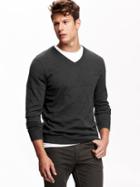 Old Navy Mens Solid V Neck Sweaters Size Xxl Big - Charcoal Heather Gray
