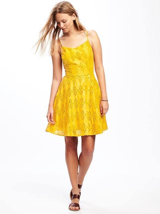 Old Navy Fit & Flare Eyelet Lace Dress For Women - Golden Opportunity