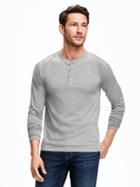 Old Navy Jersey Raglan Sleeve Henley Tee For Men - Heather Grey