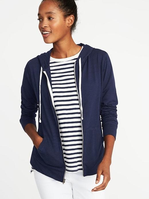 Old Navy Womens Relaxed Lightweight Full-zip Hoodie For Women Lost At Sea Navy Size Xs