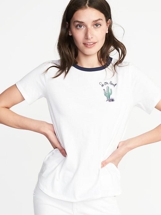 Old Navy Womens Everywear Graphic Curved-hem Tee For Women So On Point Size Xl