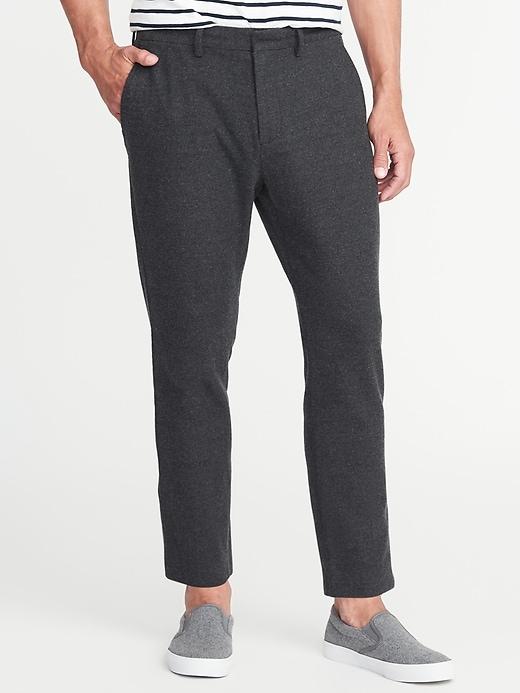 Old Navy Mens Relaxed Slim Signature Built-in Flex Cropped Trousers For Men Check Size 34w