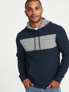 Old Navy Mens Color-blocked Thermal-knit Pullover Hoodie For Men In The Navy Size M