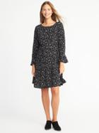 Old Navy Womens Tie-back Fit & Flare Dress For Women Black Print Size 0