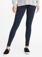 Old Navy Womens Printed Jersey Leggings For Women Blue Plaid Size Xs